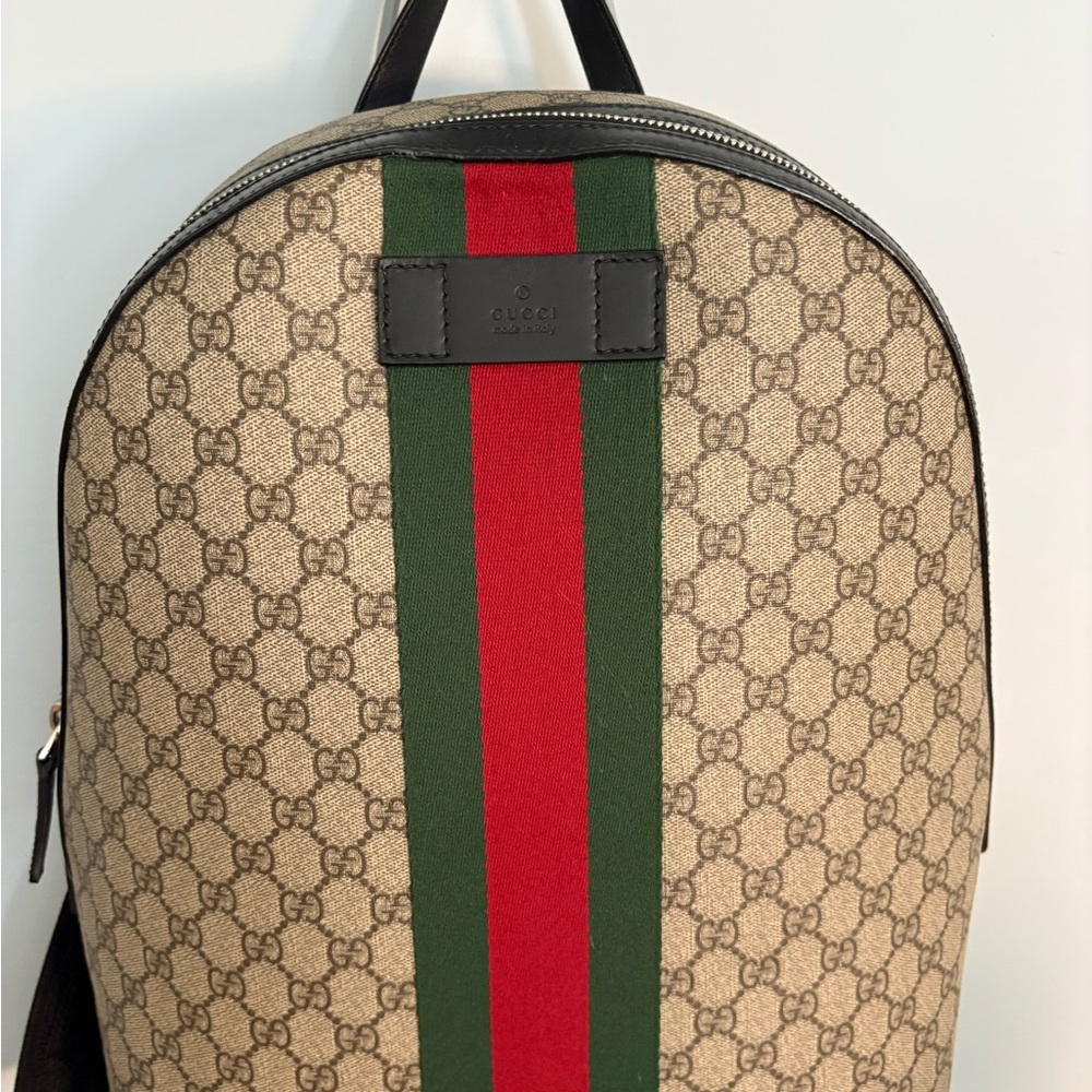 Gucci Beige and Green Backpack